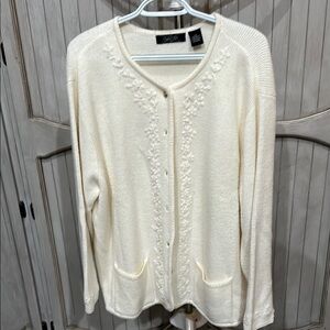 Cream Cable Knit Cardigan Sweater